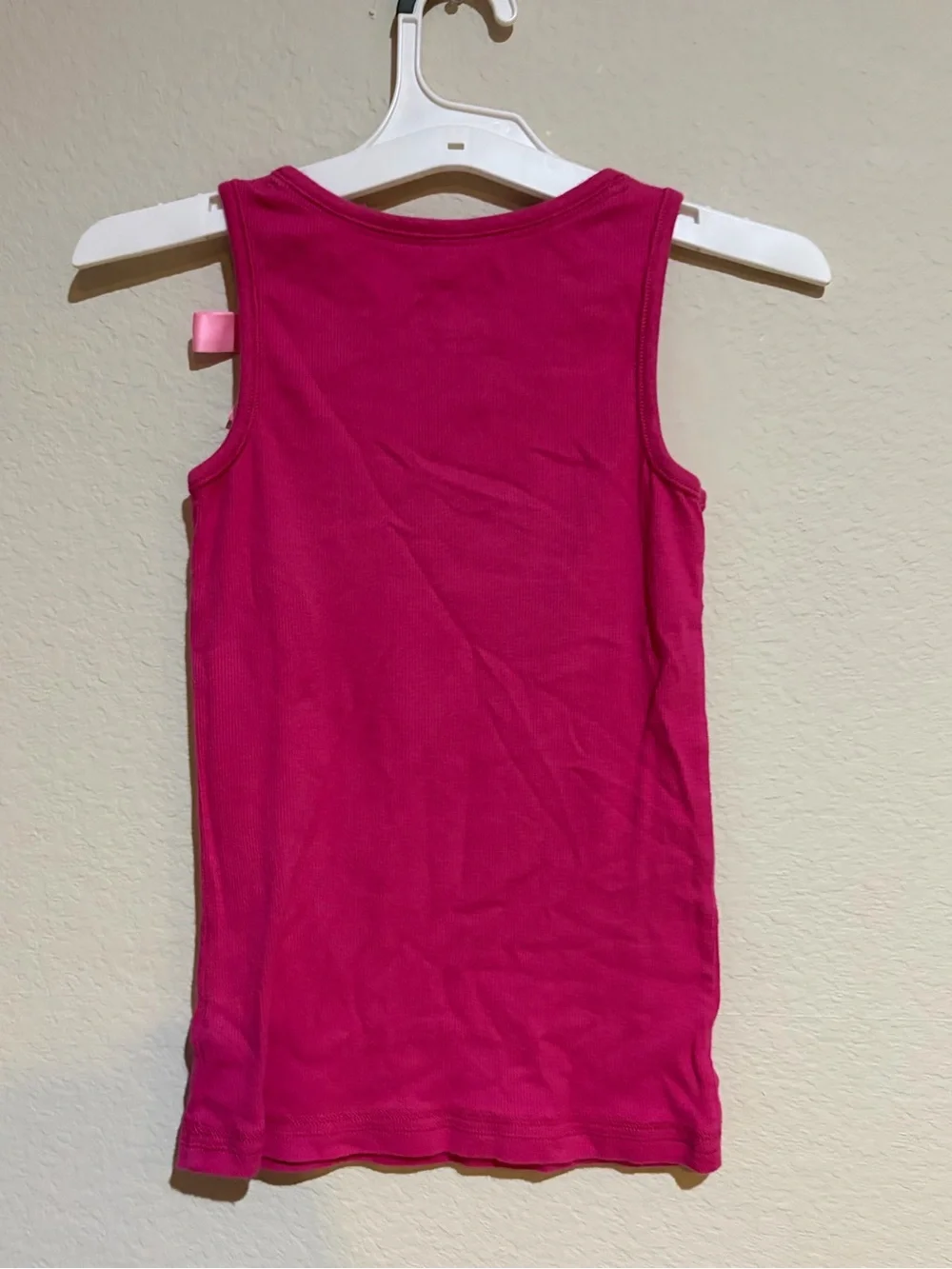 Justice Girls Size 8 Pink Dance Team Sequin Tank Top Bow Sleeveless Shirt